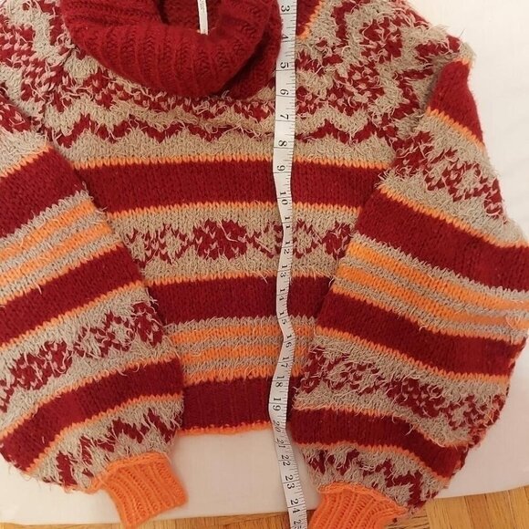 Boho Chunky Knit Sweater Small Free People Balloon Sleeve Cozy Statement - Picture 4 of 10